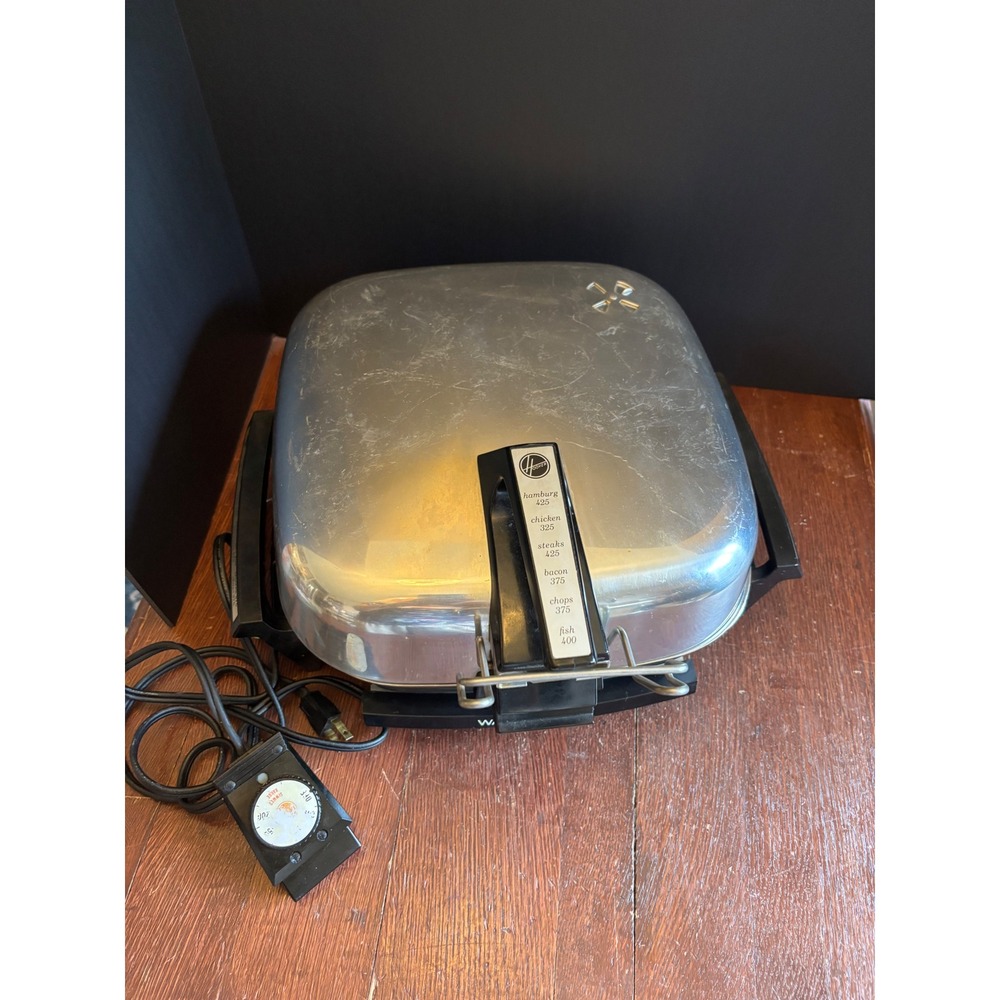 Hoover Vintage Electric Stainless Steel Fry Pan Skillet with Warming Tray 8650